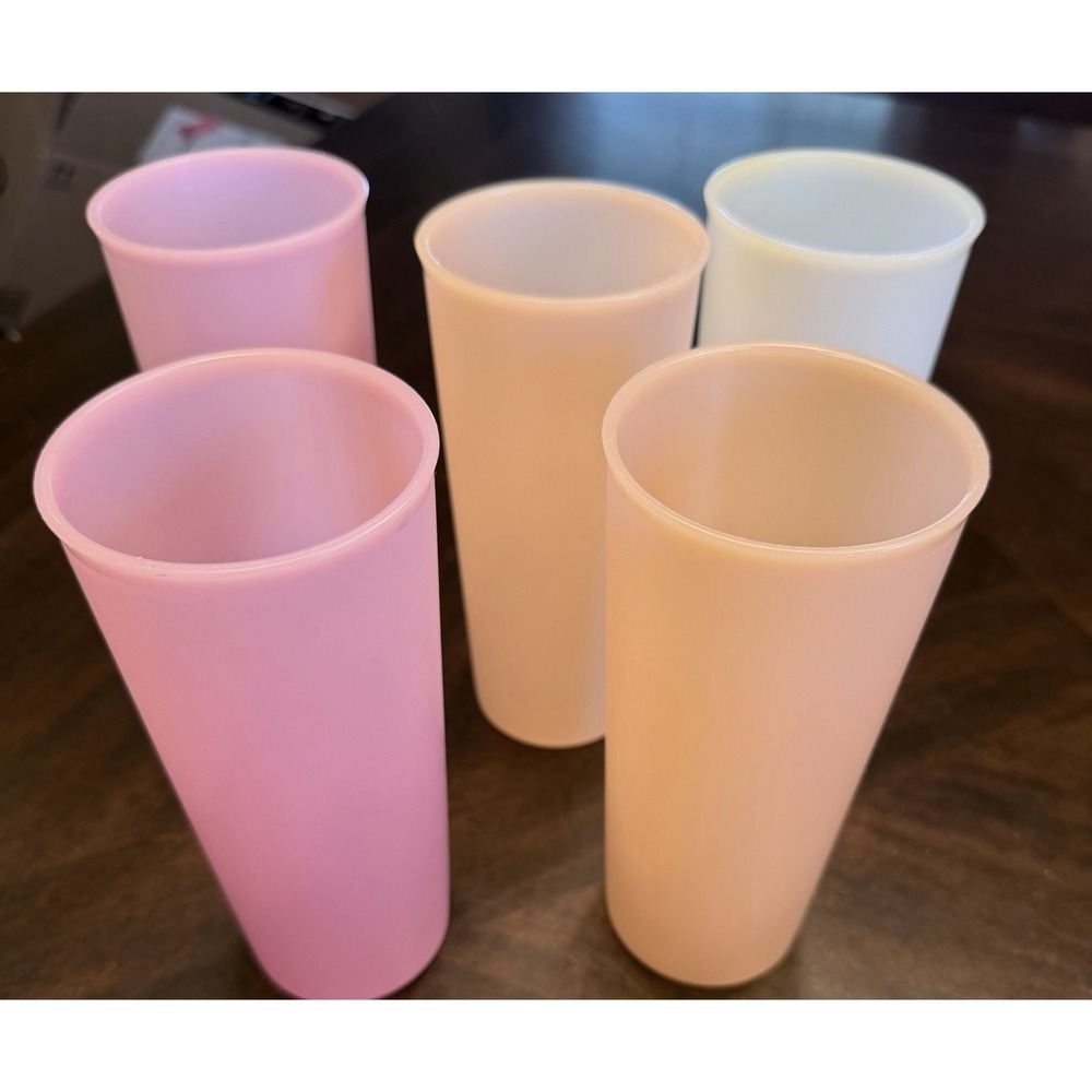 Set of 5 Vintage Tupperware Pastel Tumblers Cups 16 Ounce